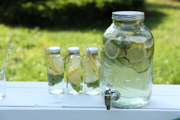 Canvas Print - Lemonade stand with refreshing drink in park