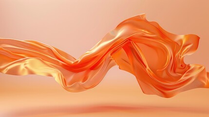 Wall Mural - Abstract golden silky fabric flowing over a golden background.