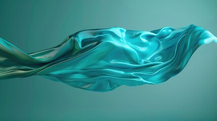 Poster - Abstract blue silk fabric flowing in a wave on a blue background.