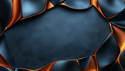 Wall Mural - Abstract Frame with Blue and Orange Curved Shapes