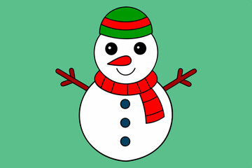 Sticker - Christmas Santa Claus Snowman vector line art illustration