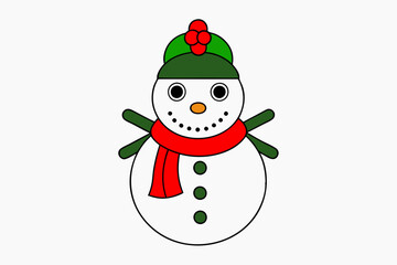 Sticker - Christmas Santa Claus Snowman vector line art illustration