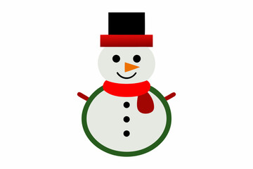 Sticker - snowman with hat and scarf vector line art illustration