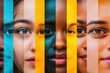 © Anat art - Faces of different individuals are separated by a bold barrier, emphasizing the themes of division, diversity, and social contrast in society. Generative AI