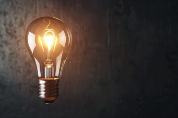 Glowing Light Bulb on a Dark Background