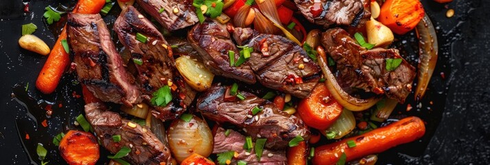 Hawaiian Steak Stir Fry with Carrots and Vegetables in a delectable Glaze