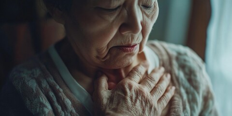 Canvas Print - Elderly Woman's Serene Expression in Blurred Photo