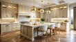© DigitalArt Max - In this refined contemporary setting, solid wood's natural beauty mingles with low-profile appliances, as warm golden lighting underscores luxurious