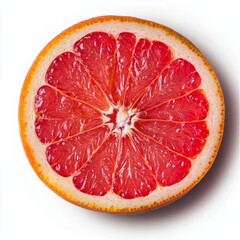 Wall Mural - Close-up of a juicy grapefruit slice, revealing its vibrant red flesh and segmented texture.