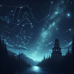 Wall Mural - night sky constellation astronomy.