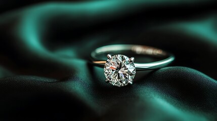 Diamond Ring on Teal Silk Fabric