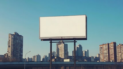 Wall Mural - blank billboard against urban skyline during daytime