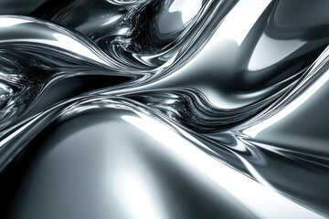 Wall Mural - abstract metallic texture with glossy curvature and reflective surface, creating a futuristic and in