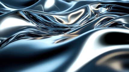 Wall Mural - abstract close-up of shimmering liquid metal surface with smooth waves and fluid reflections, creati