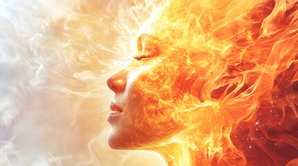 Wall Mural - Woman on Fire, Burning Passion, Fiery Soul.