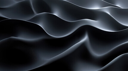 Wall Mural - Abstract smooth black waves, dark textured surface with flowing lines, contemporary backdrop for modern designs and artistic backgrounds.