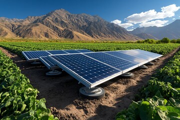 Fototapete - Clean energy output efficiency is depicted in a minimalist design focusing on the streamlined operation of a solar panel array