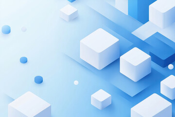 Wall Mural - abstract geometric shapes on a light blue background, featuring cubes and cylindrical forms creating