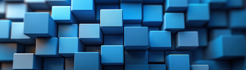 Wall Mural - abstract image showcasing a modern blue cube pattern, representing digital design, technology, and a