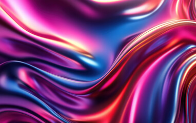 Wall Mural - Colorful metallic abstract background with vibrant waves and smooth gradients in a digital art style, perfect for futuristic and modern design projects.