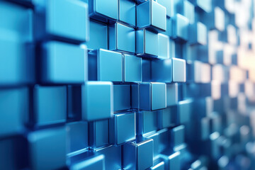 Wall Mural - abstract blue cube pattern forming a modern geometric background. ideal for technology, digital art,