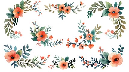 Wall Mural - Vector floral frames and borders, decorative elements, 