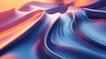 Wall Mural - abstract gradient waves in blue and orange hues create a modern, fluid texture with smooth, flowing 