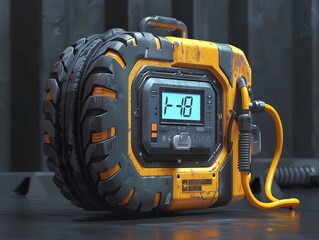 A 3D render of a mechanic s digital tire inflator