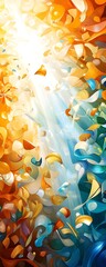 Wall Mural - Abstract Art with Warm and Cool Colors.