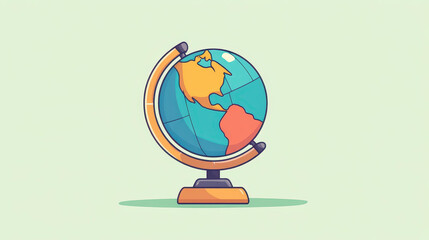 A sleek globe line icon featuring a modern cartoon style with colorful textures, perfect for global themes.