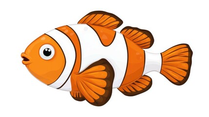 Wall Mural - Adorable clownfish clipart in bright orange and white, perfect for aquaticthemed projects with a fun watercolor twist.