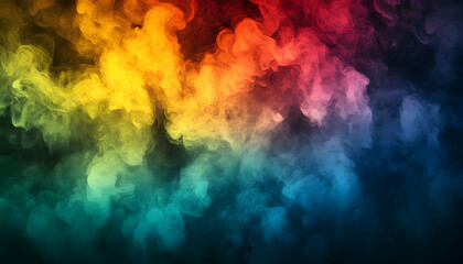 Wall Mural - Abstract colorful smoke on a black background.