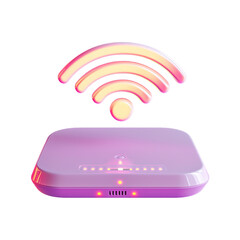 3d icon internet wifi router floating on purple png