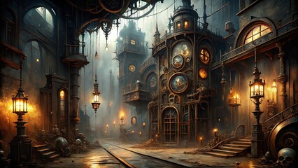 Creepy and atmospheric steampunk horror setting