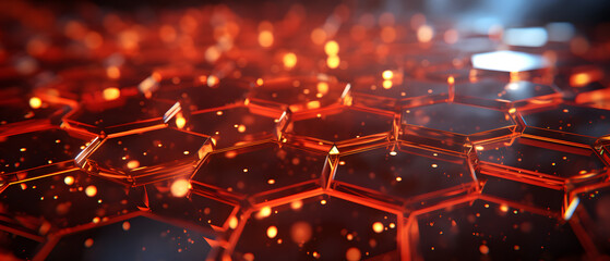 immersive vibrant scarlet hexagonal shapes background