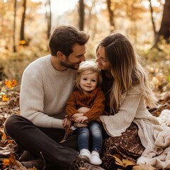 Golden autumn leaves, cozy moments, and genuine smiles captured in family fall photoshoot. Cherish these heartwarming seasonal memories with vibrant colors and natural light.