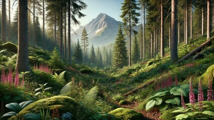 Trees in the park landscape forest tree nature mountain trees sky mountains summer park green lake. Trees in the park pine clouds view blue wood water grass spruce scenic valley scene meadow national.