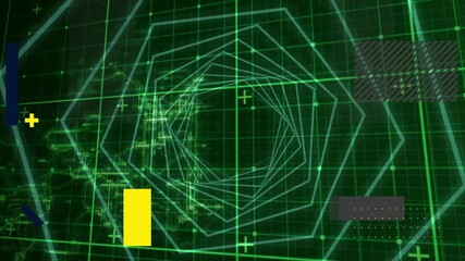 Wall Mural - animating hexagonal grid and geometric shapes for data visualization