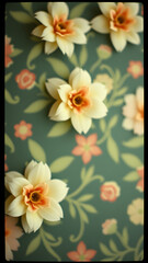 Wall Mural - Retro floral pattern with muted hues