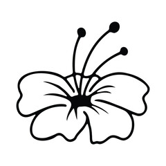 Wall Mural - A clean and simple black and white illustration of a hibiscus flower.