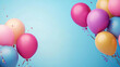 © Jhati - Colorful balloons floating against a bright blue background for a festive celebration or party atmosphere