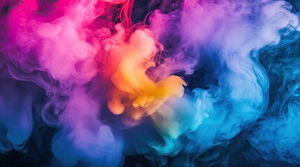 Wall Mural - Vibrant colorful smoke swirling in abstract cloud form. Abstract concept
