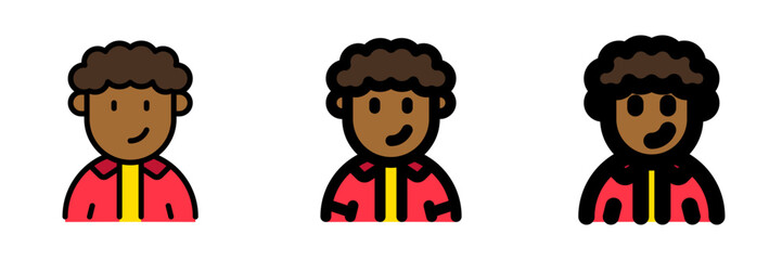 Editable person with curly hair avatar vector icon. User, profile, identity, persona. Part of a big icon set family. Perfect for web and app interfaces, presentations, infographics, etc