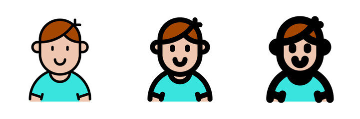 Editable person boy wearing t-shirt avatar vector icon. User, profile, identity, persona. Part of a big icon set family. Perfect for web and app interfaces, presentations, infographics, etc