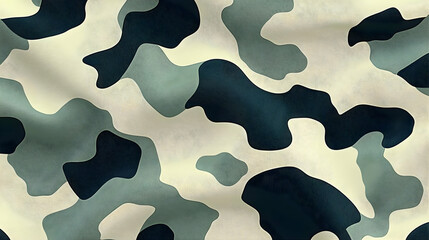 Abstract Camouflage Pattern -  Green, Beige, and Black Colors