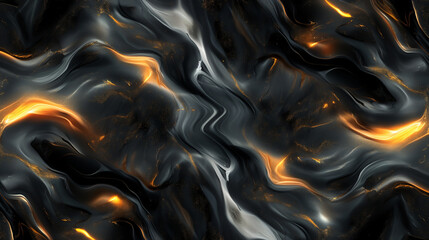 Wall Mural - Abstract image with swirling black and orange patterns, creating a dynamic, fluid design.