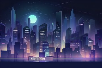 Poster - night city skyline