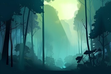 Wall Mural - forest in the fog