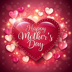 Happ Mother's Day. Happy Love Mum  Floral and Love shape. Ai Generated