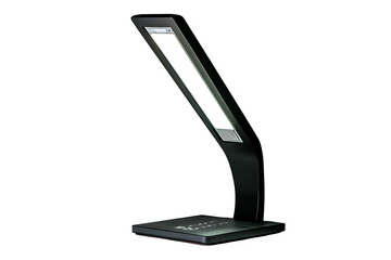 Wall Mural - a black desk lamp with a long, rectangular light source is turned on and illuminating the space arou